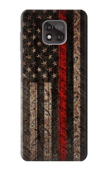 S3804 Fire Fighter Metal Red Line Flag Graphic Case For Motorola Moto G Power (2021)