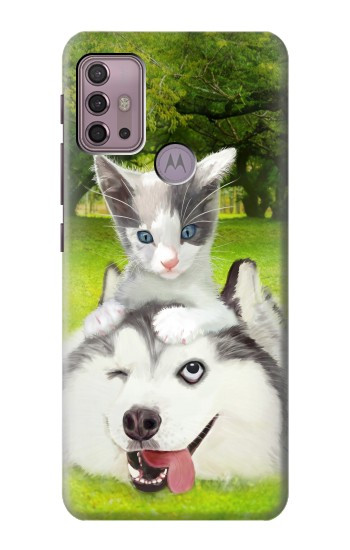 S3795 Grumpy Kitten Cat Playful Siberian Husky Dog Paint Case For Motorola Moto G30, G20, G10