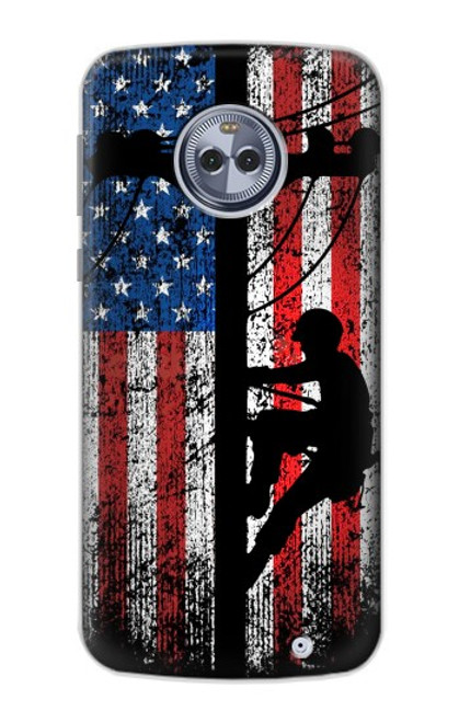 S3803 Electrician Lineman American Flag Case For Motorola Moto X4