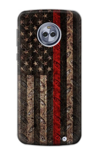 S3804 Fire Fighter Metal Red Line Flag Graphic Case For Motorola Moto X4