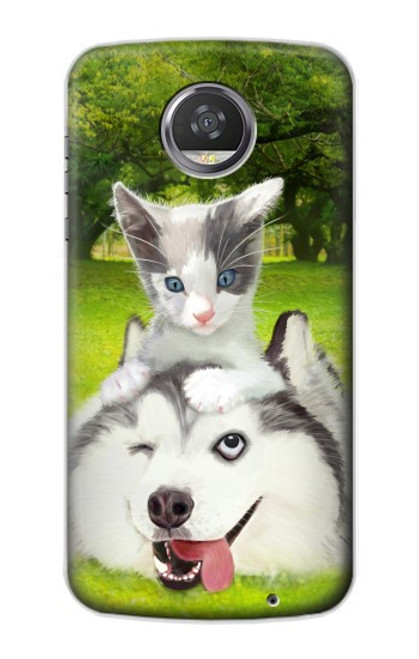 S3795 Grumpy Kitten Cat Playful Siberian Husky Dog Paint Case For Motorola Moto Z2 Play, Z2 Force