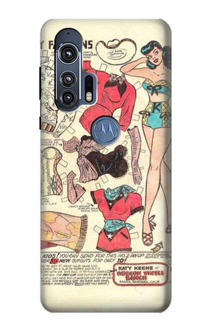 S3820 Vintage Cowgirl Fashion Paper Doll Case For Motorola Edge+