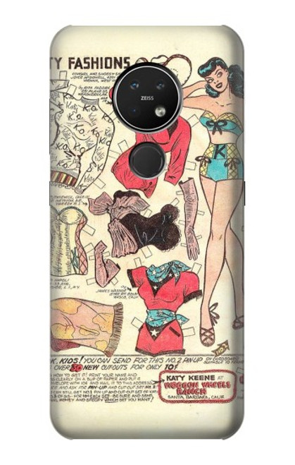 S3820 Vintage Cowgirl Fashion Paper Doll Case For Nokia 7.2