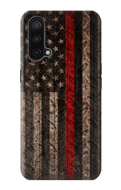 S3804 Fire Fighter Metal Red Line Flag Graphic Case For OnePlus Nord CE 5G