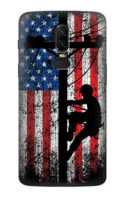 S3803 Electrician Lineman American Flag Case For OnePlus 6