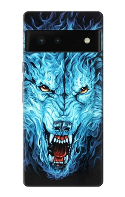 S0752 Blue Fire Grim Wolf Case For Google Pixel 6