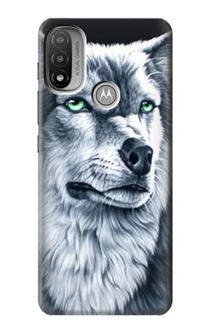 S0123 Grim White Wolf Case For Motorola Moto E20,E30,E40