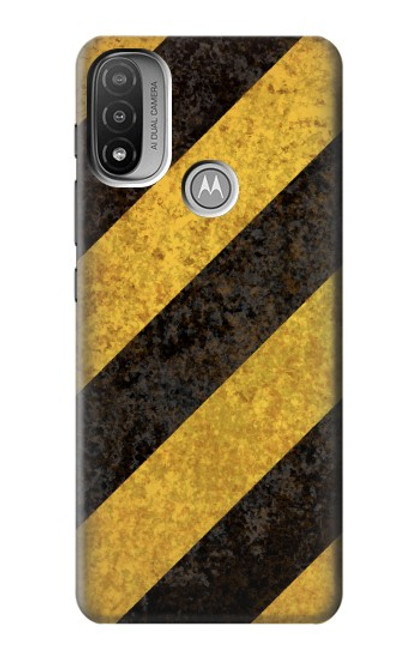 S2231 Yellow and Black Line Hazard Striped Case For Motorola Moto E20,E30,E40