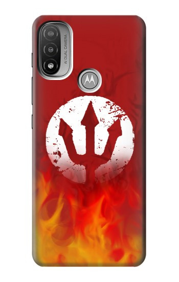 S2803 Fire Red Devil Spear Symbol Case For Motorola Moto E20,E30,E40
