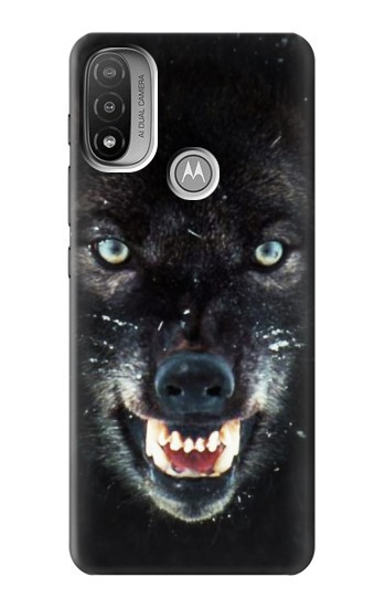S2823 Black Wolf Blue Eyes Face Case For Motorola Moto E20,E30,E40