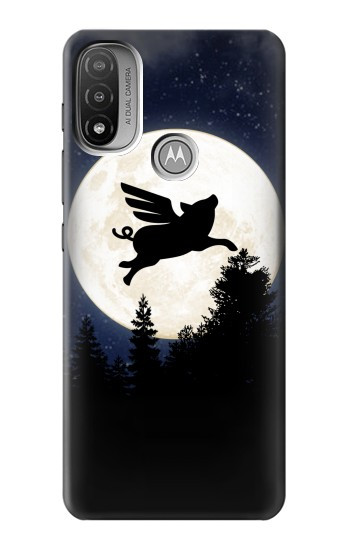 S3289 Flying Pig Full Moon Night Case For Motorola Moto E20,E30,E40