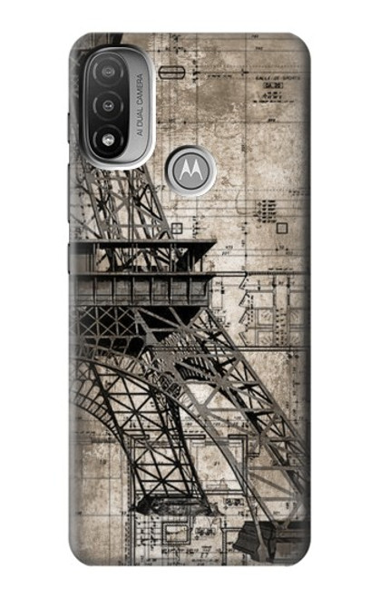 S3416 Eiffel Tower Blueprint Case For Motorola Moto E20,E30,E40