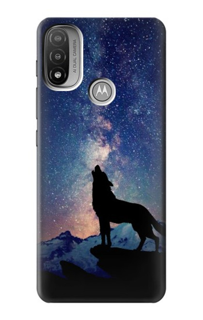 S3555 Wolf Howling Million Star Case For Motorola Moto E20,E30,E40