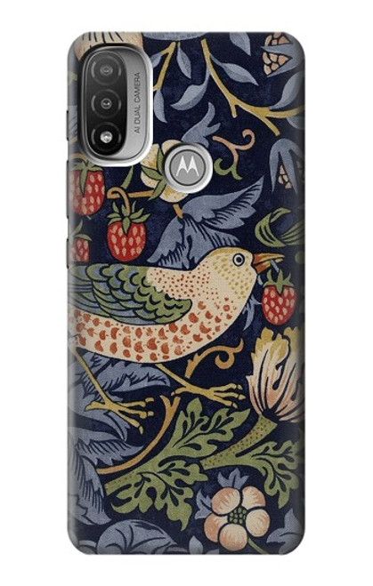 S3791 William Morris Strawberry Thief Fabric Case For Motorola Moto E20,E30,E40