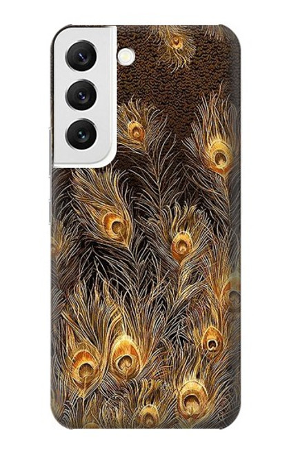 S3691 Gold Peacock Feather Case For Samsung Galaxy S22