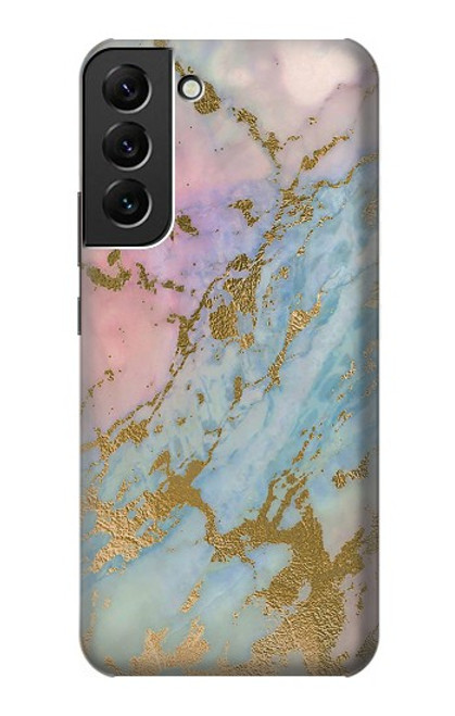 S3717 Rose Gold Blue Pastel Marble Graphic Printed Case For Samsung Galaxy S22 Plus