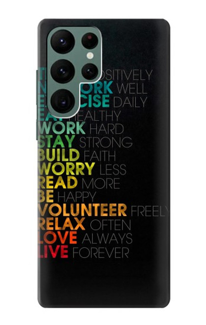 S3523 Think Positive Words Quotes Case For Samsung Galaxy S22 Ultra