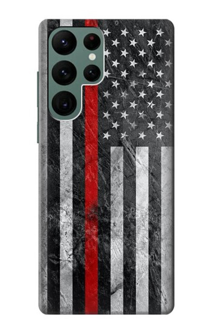 S3687 Firefighter Thin Red Line American Flag Case For Samsung Galaxy S22 Ultra