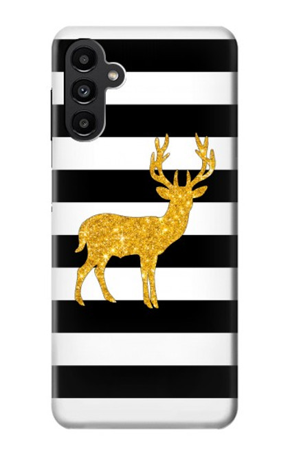 S2794 Black and White Striped Deer Gold Sparkles Case For Samsung Galaxy A13 5G