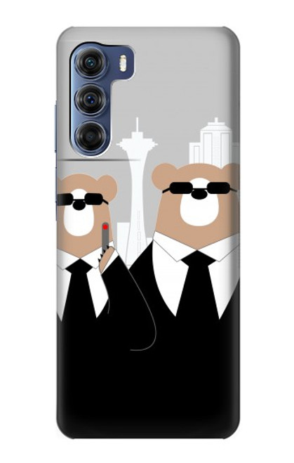 S3557 Bear in Black Suit Case For Motorola Edge S30
