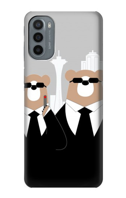 S3557 Bear in Black Suit Case For Motorola Moto G31