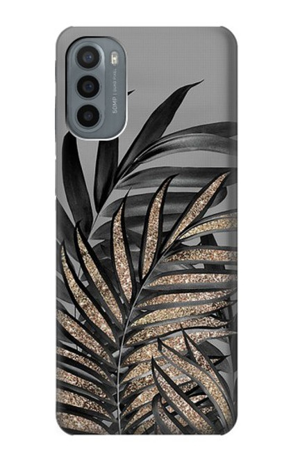 S3692 Gray Black Palm Leaves Case For Motorola Moto G31