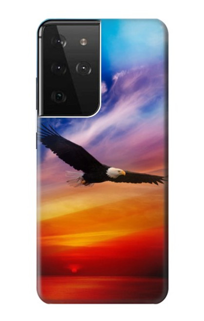 S3841 Bald Eagle Flying Colorful Sky Case For Samsung Galaxy S21 Ultra 5G