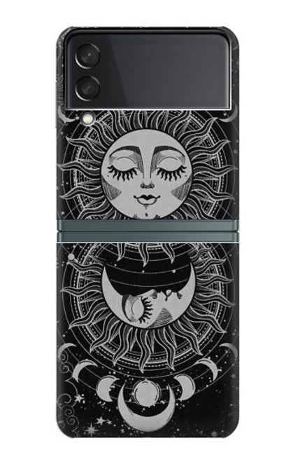 S3854 Mystical Sun Face Crescent Moon Case For Samsung Galaxy Z Flip 3 5G