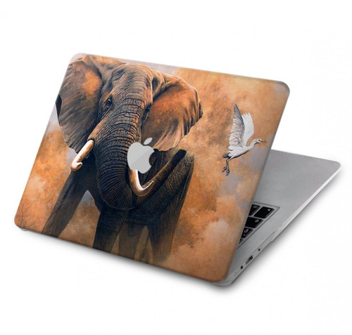 S1292 Dusty Elephant Egrets Hard Case For MacBook Pro 14 M1-M5 A2442,A2779,A2992,A2918,A3112,A3185,A3401,A3434,A3112