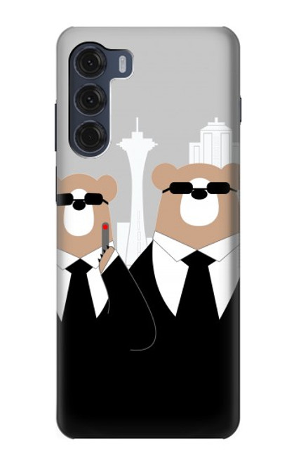 S3557 Bear in Black Suit Case For Motorola Moto G200 5G