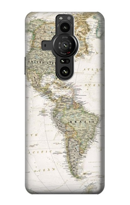 S0604 World Map Case For Sony Xperia Pro-I