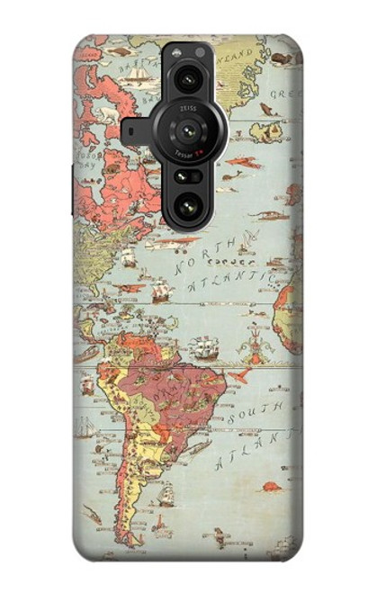 S3418 Vintage World Map Case For Sony Xperia Pro-I