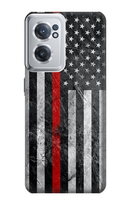 S3687 Firefighter Thin Red Line American Flag Case For OnePlus Nord CE 2 5G