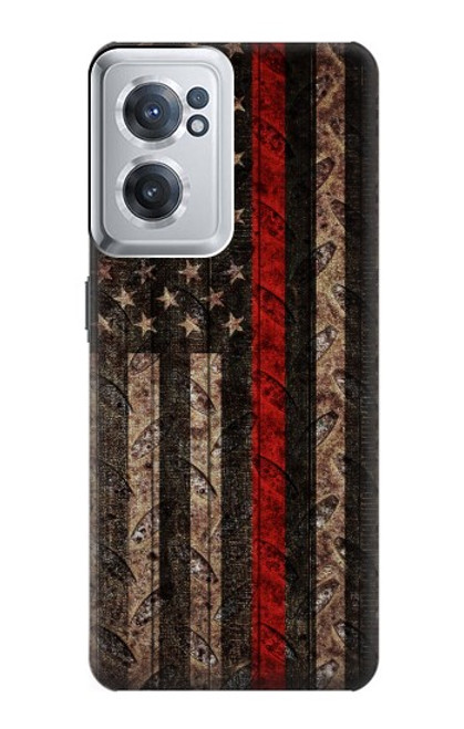 S3804 Fire Fighter Metal Red Line Flag Graphic Case For OnePlus Nord CE 2 5G