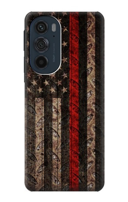 S3804 Fire Fighter Metal Red Line Flag Graphic Case For Motorola Edge 30 Pro