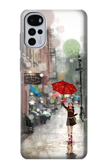 S0108 Girl in The Rain Case For Motorola Moto G22