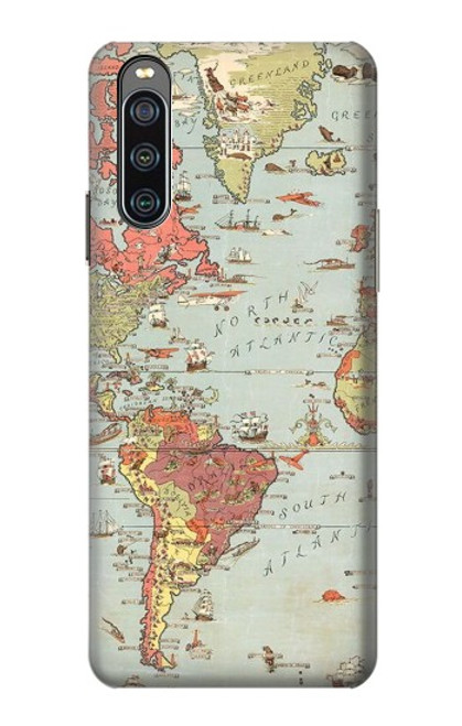 S3418 Vintage World Map Case For Sony Xperia 10 IV