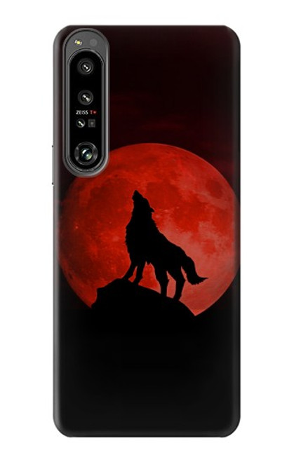 S2955 Wolf Howling Red Moon Case For Sony Xperia 1 IV