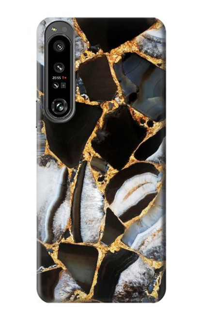 S3419 Gold Marble Graphic Print Case For Sony Xperia 1 IV