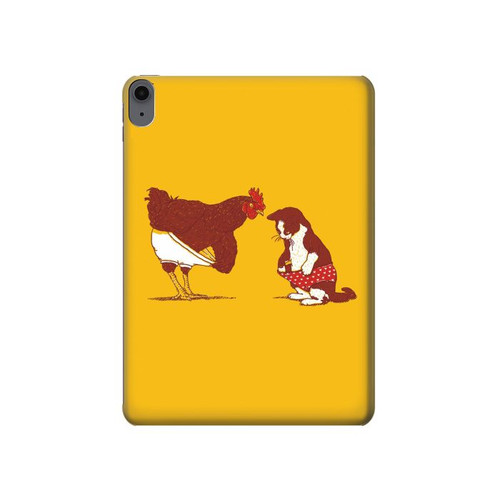 S1093 Rooster and Cat Joke Hard Case For iPad Air (2020, 2022), Air 11 (2024,2025,2026), Pro 11 (2022)