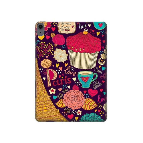 S2353 Paris Cartoon Vintage Pattern Hard Case For iPad Air (2020, 2022), Air 11 (2024,2025,2026), Pro 11 (2022)