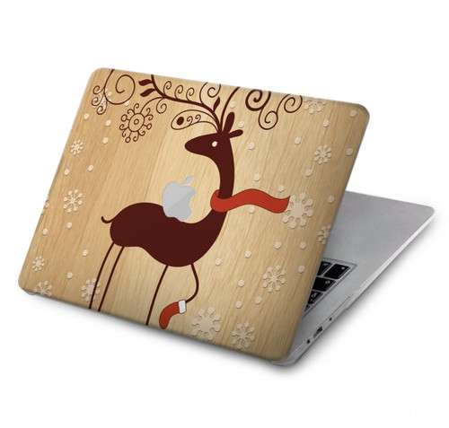 S3081 Wooden Raindeer Graphic Printed Hard Case For MacBook Air 13″ (2022,2025) - A2681, A3113, A3240