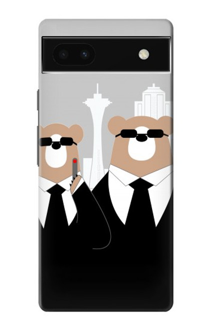 S3557 Bear in Black Suit Case For Google Pixel 6a