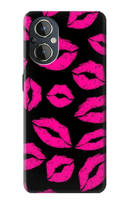 S2933 Pink Lips Kisses on Black Case For OnePlus Nord N20 5G