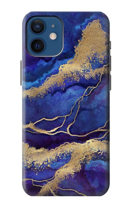 S3906 Navy Blue Purple Marble Case For iPhone 12 mini