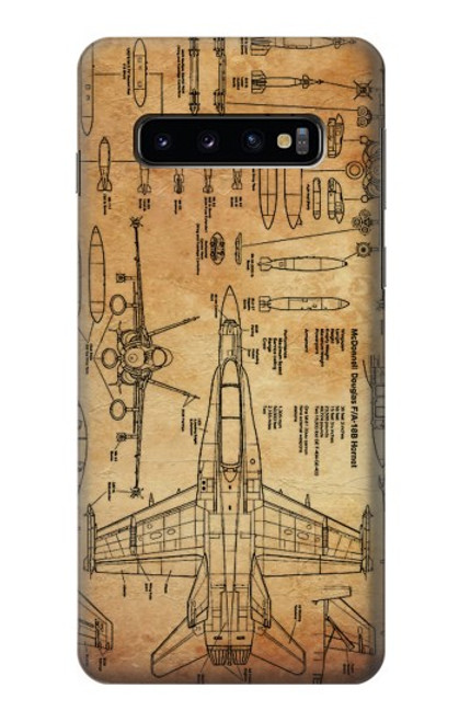 S3868 Aircraft Blueprint Old Paper Case For Samsung Galaxy S10