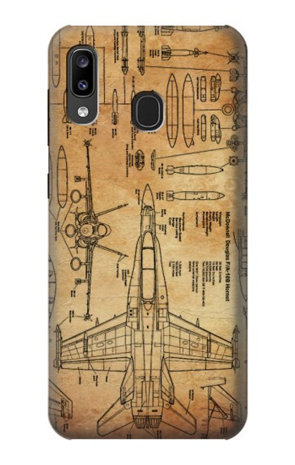 S3868 Aircraft Blueprint Old Paper Case For Samsung Galaxy A20, Galaxy A30
