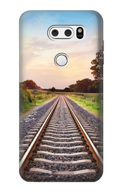 S3866 Railway Straight Train Track Case For LG V30, LG V30 Plus, LG V30S ThinQ, LG V35, LG V35 ThinQ