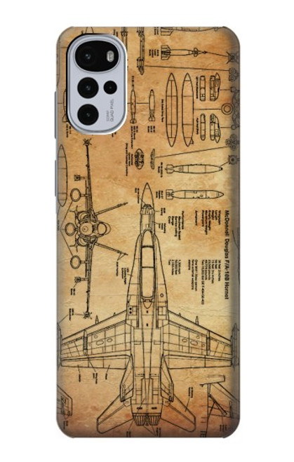 S3868 Aircraft Blueprint Old Paper Case For Motorola Moto G22