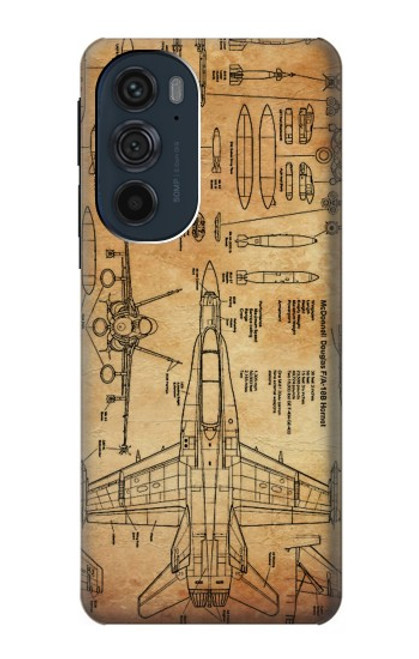 S3868 Aircraft Blueprint Old Paper Case For Motorola Edge 30 Pro